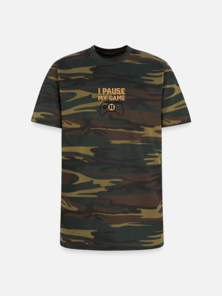 I Pause My Game - Unisex Camo Tee - green camo