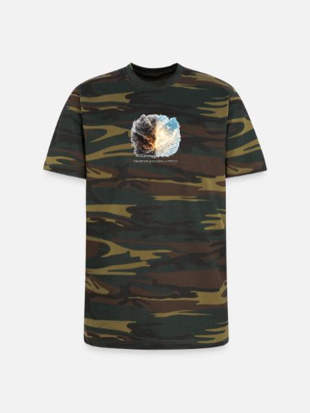 Fire and Sky Dichotomy - Unisex Camo Tee - green camo