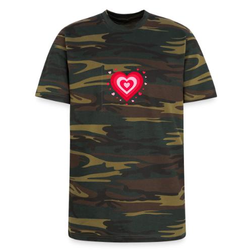 Layered Red & Pink Heart – Cute Valentine Love - Unisex Camo Tee