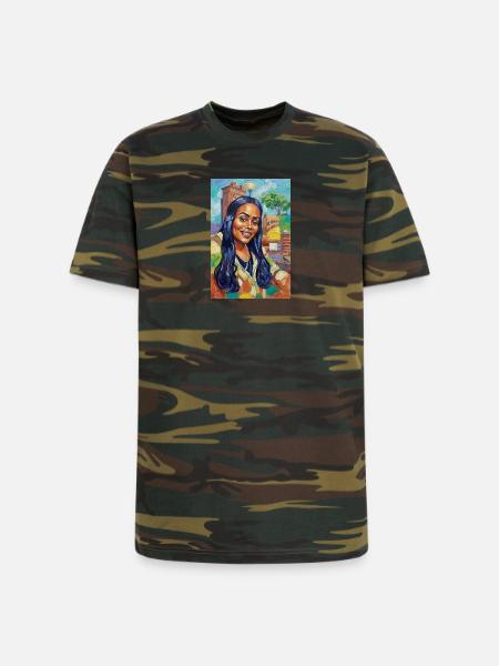 Bluehair City Portrait - Unisex Camo Tee - green camo