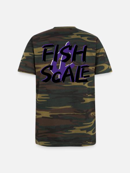 Purple Fish Sale Brush Art - Unisex Camo Tee - green camo