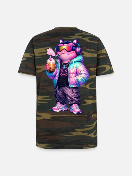 Retro CyberPunk Frog - Unisex Camo Tee - green camo