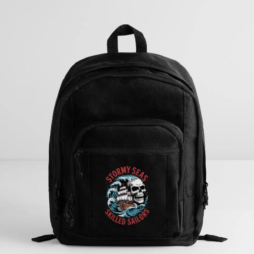 Stormy Seas Skull Pirate Ship Nautical Ocean Waves - Basic Backpack