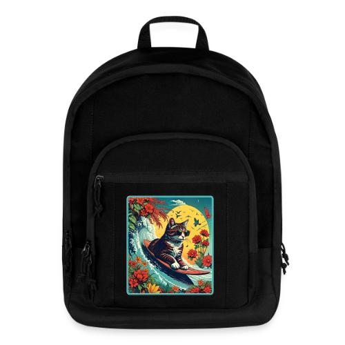 Kitten Surfing In Flowers - Basic Backpack