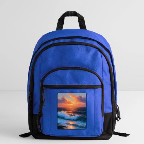 Sunset Storm Waves Oil Painting - Basic Backpack