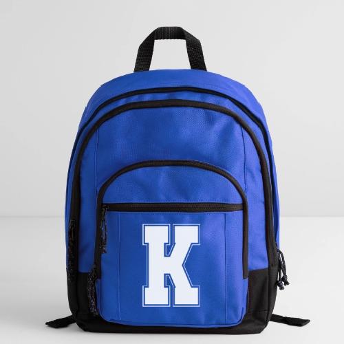 White Letter K – Varsity Alphabet Monogram - Basic Backpack