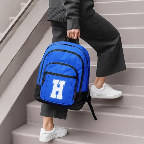 White Letter H – Varsity Alphabet Monogram - Basic Backpack