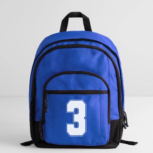 White Number 3 – Varsity Font - Basic Backpack