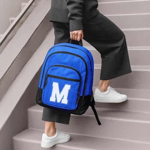 White Letter M – Varsity Alphabet Monogram - Basic Backpack