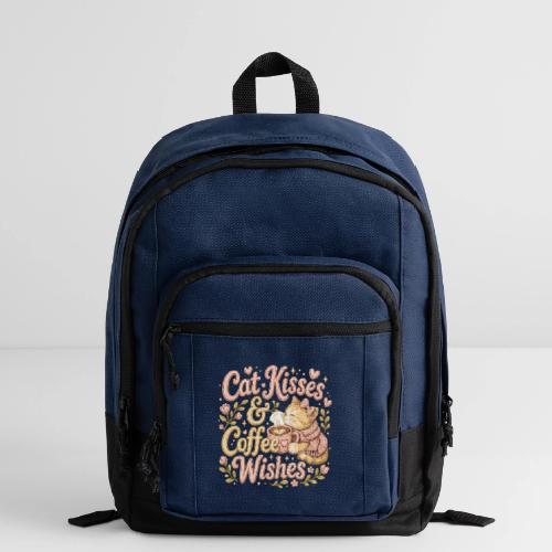 Cat Kisses & Coffee Wishes Faux Stitched - Basic Backpack