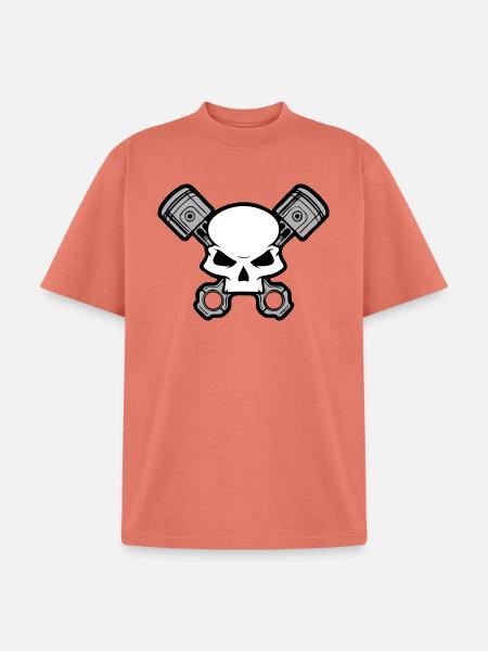 Skull and Pistons - Unisex Garment Dyed T-Shirt - peach
