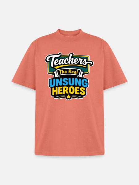Teachers The Real Unsung Heroes - Unisex Garment Dyed T-Shirt - peach