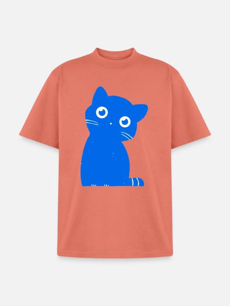 Azure Blue Cat Silhouette - Unisex Garment Dyed T-Shirt - peach