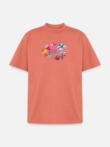 Vibrant Summer Beach Pattern - Unisex Garment Dyed T-Shirt - peach