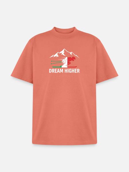 Dream Higher Alpine Skier - Unisex Garment Dyed T-Shirt - peach