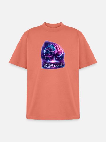 Neon Neural Gamer Mode - Unisex Garment Dyed T-Shirt - peach