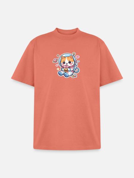 Cosmic Kitty Bubble Tea - Unisex Garment Dyed T-Shirt - peach