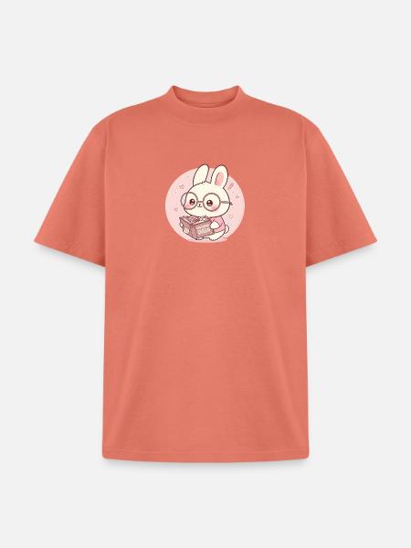 Overthinking Queen Bunny Reading - Unisex Garment Dyed T-Shirt - peach