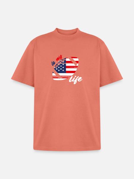 Patriotic Football Life - Unisex Garment Dyed T-Shirt - peach