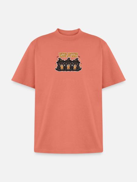 Witch Boba Trio Cats - Unisex Garment Dyed T-Shirt - peach