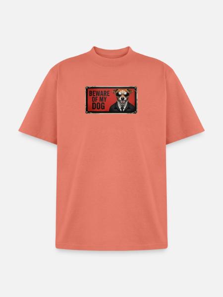 Beware of my dog - Unisex Garment Dyed T-Shirt - peach