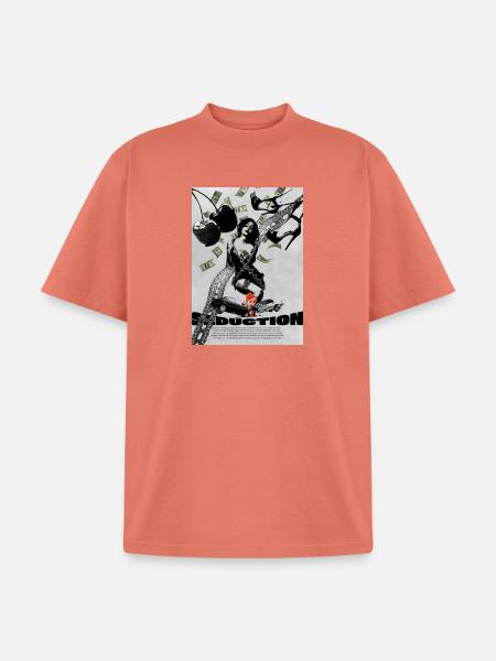 Pinup Noir Lace Seduction - Unisex Garment Dyed T-Shirt - peach