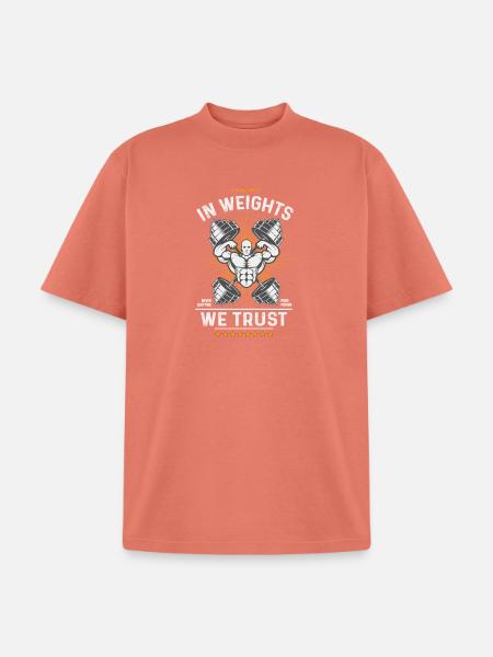 Weights We Trust Gym Emblem - Unisex Garment Dyed T-Shirt - peach