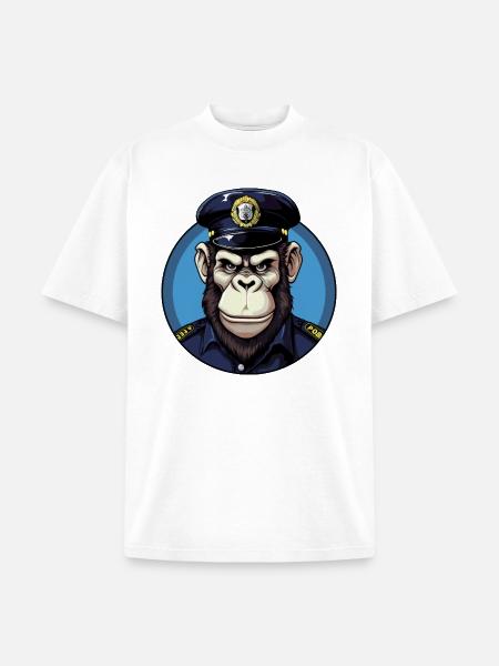Monkey policeman - Unisex Garment Dyed T-Shirt - white
