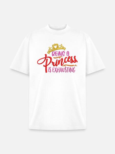 Princess Exhaustion Crown Embroidered Effect - Unisex Garment Dyed T-Shirt - white