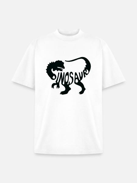 Bold Dinosaur Silhouette T-Shirt Design - Unisex Garment Dyed T-Shirt - white
