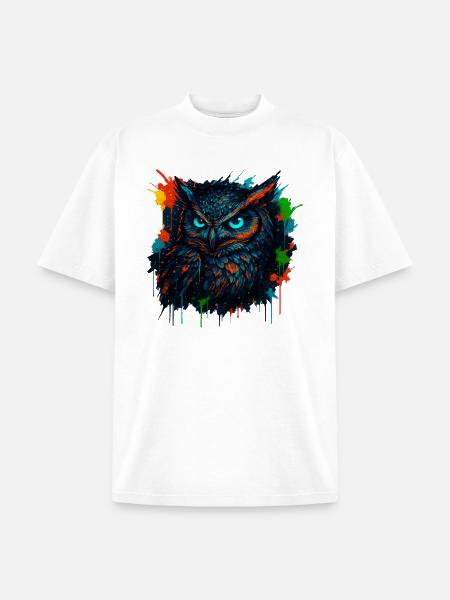 Owl Neon Splash - Unisex Garment Dyed T-Shirt - white