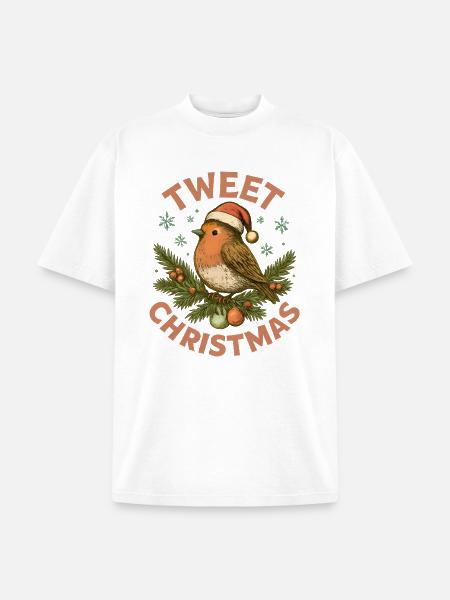 Tweet Christmas Cute Bird Holiday - Unisex Garment Dyed T-Shirt - white