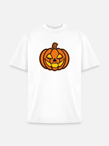 Pumpkin Jack-o-Lantern Patch - Unisex Garment Dyed T-Shirt - white