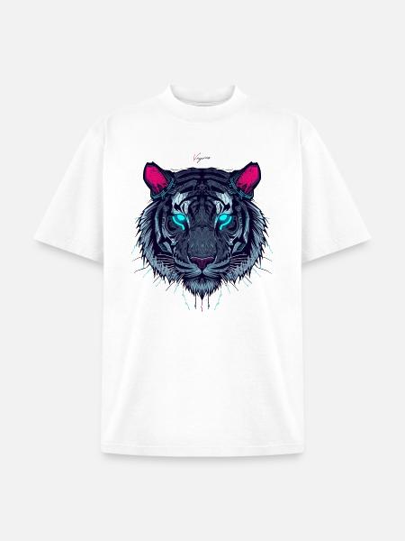 Neon Circuit Tiger - Unisex Garment Dyed T-Shirt - white