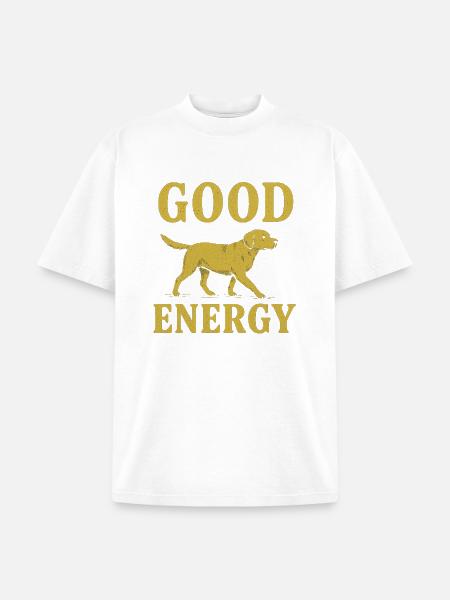 Good Energy Dog Illustration - Unisex Garment Dyed T-Shirt - white