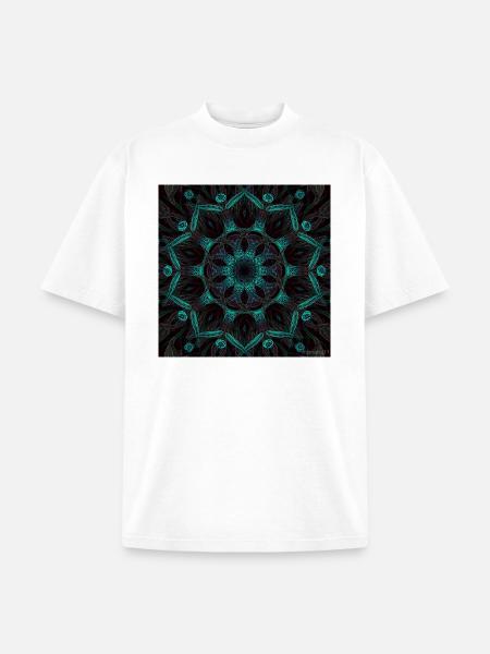 Neon Mandala Fractal Bloom - Unisex Garment Dyed T-Shirt - white