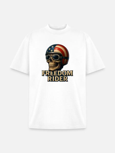 Freedom Rider Skull Art - Unisex Garment Dyed T-Shirt - white