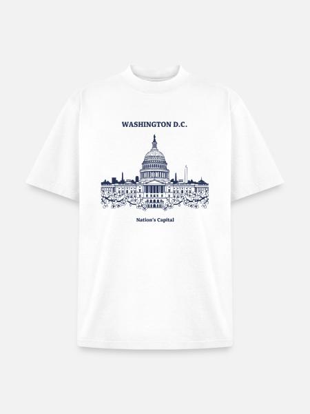Capitol Skyline in Blue - Unisex Garment Dyed T-Shirt - white
