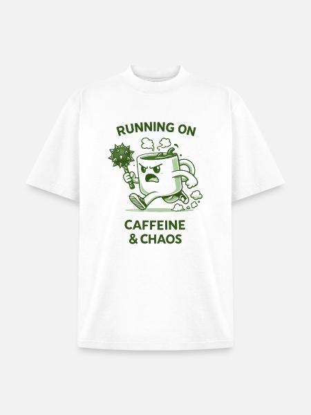 Running on Caffeine & Chaos - Unisex Garment Dyed T-Shirt - white