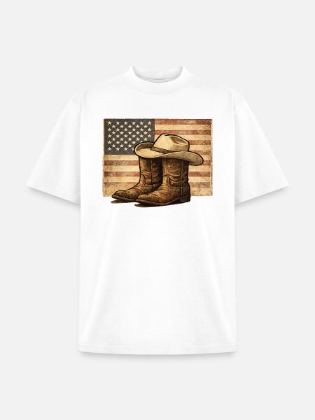 Rustic Rodeo Patriot Western Americana - Unisex Garment Dyed T-Shirt - white