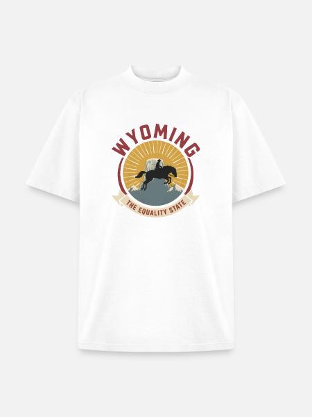 Wyoming Equality Emblem - Unisex Garment Dyed T-Shirt - white