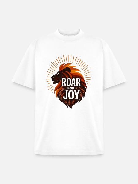 Roar for Joy Lion Emblem - Unisex Garment Dyed T-Shirt - white