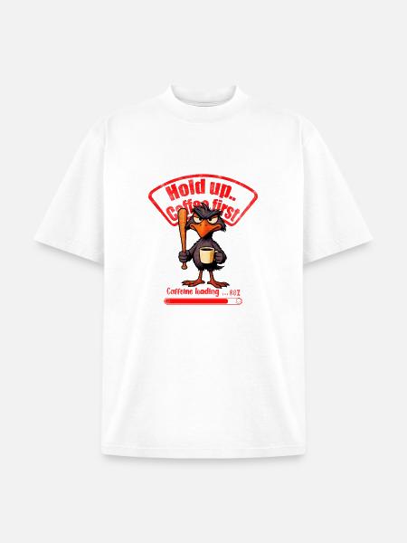 Caffeinated Crow Loading Graphic - Unisex Garment Dyed T-Shirt - white