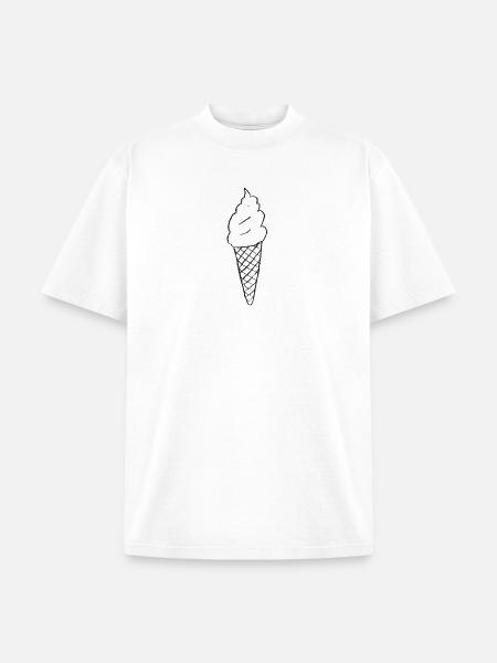 Minimal Ice Cream Cone Line Art - Unisex Garment Dyed T-Shirt - white