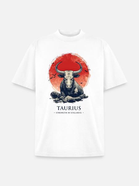 Taurus Bull at Sunset Circle - Unisex Garment Dyed T-Shirt - white