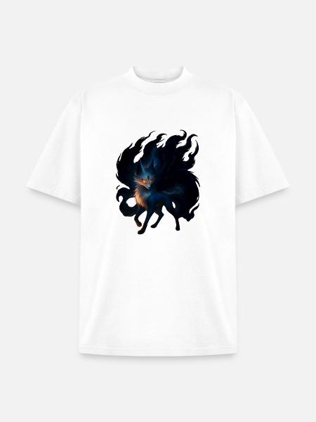 Mystic Night Wolf Illustration - Unisex Garment Dyed T-Shirt - white