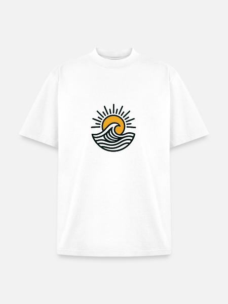 Sunrise Wave Emblem - Unisex Garment Dyed T-Shirt - white