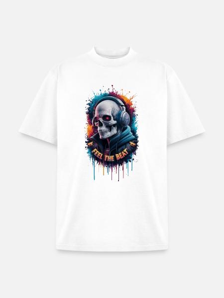 Skull Beats Neon Splash - Unisex Garment Dyed T-Shirt - white