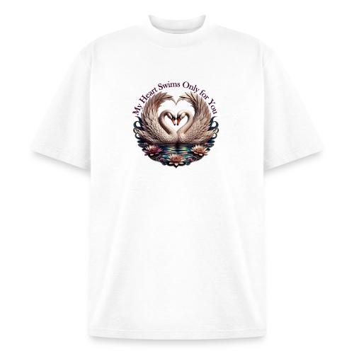 My Heart Swims Only for You Swan Heart T-Shirt - Heavyweight Washed Unisex T-Shirt