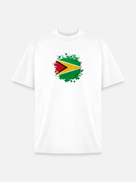 Guyana flag blob - Unisex Garment Dyed T-Shirt - white